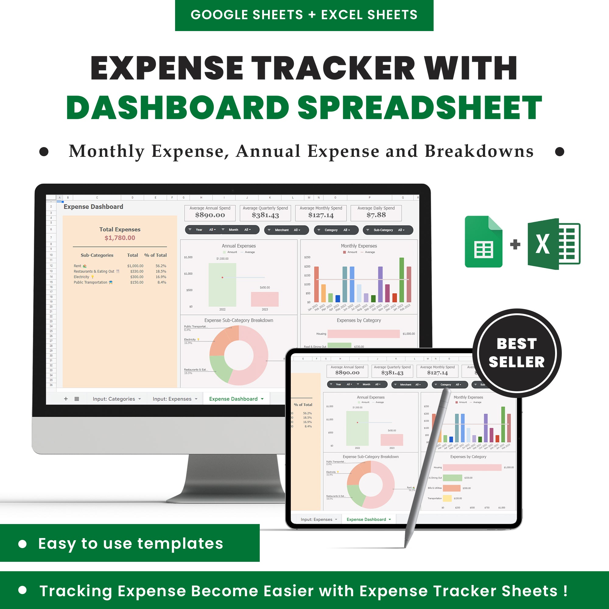 Expense Tracker With Dashboard Spreadsheet - An Easier Way To Track Your Expenses