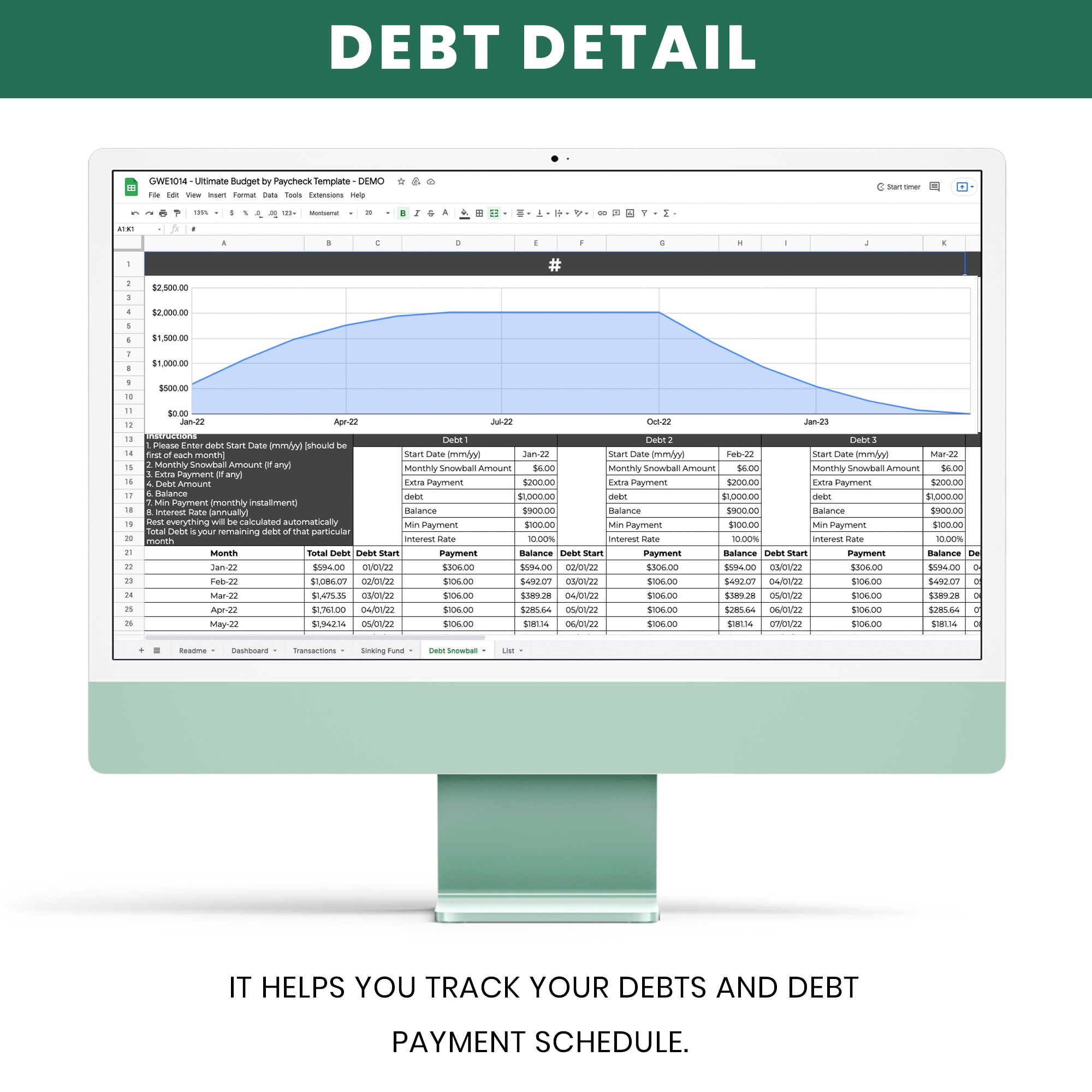 BudgetMasterPlus: Paycheck Guide Plus Debt Snowball & Sinking Fund