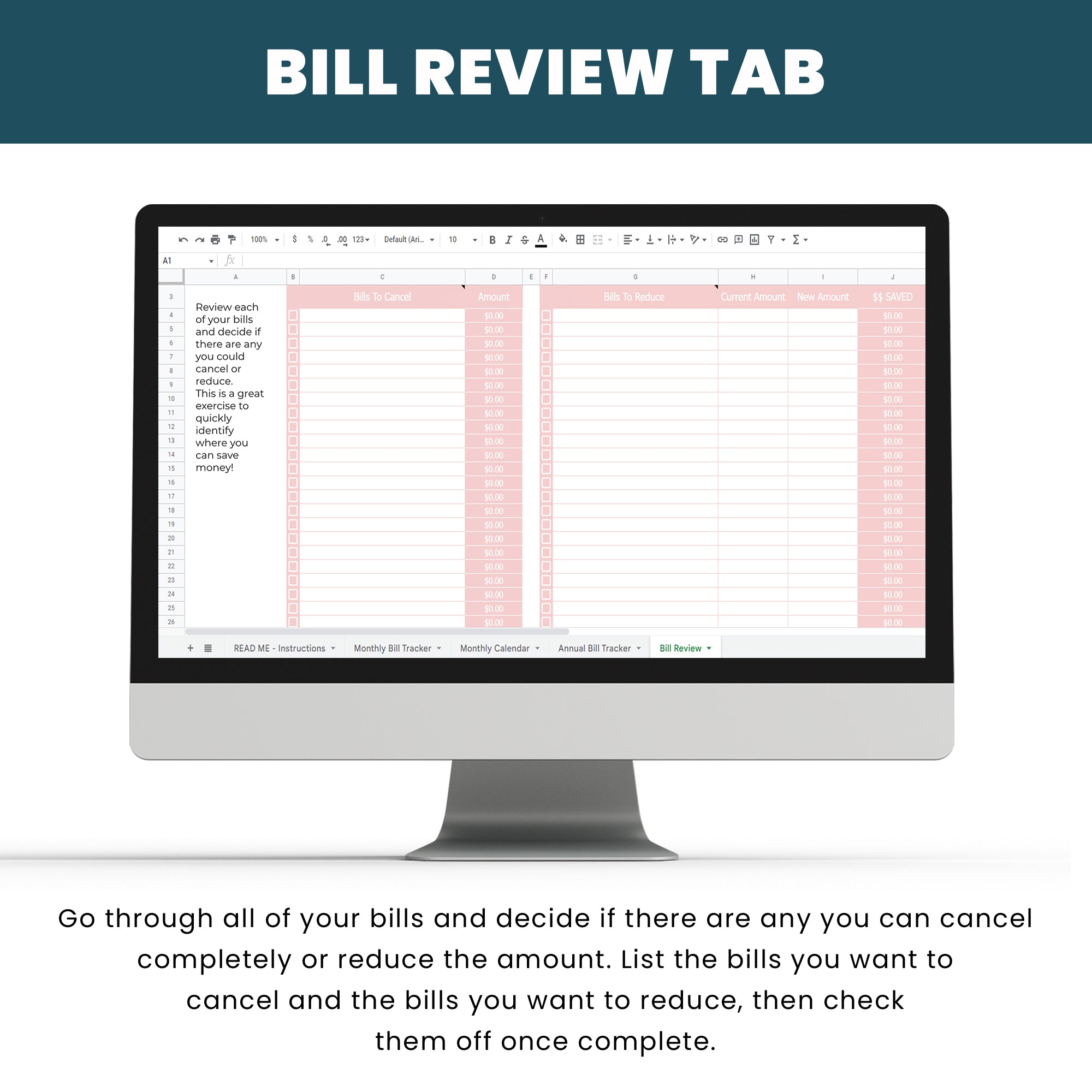 Monthly Bill Tracker Spreadsheet - Keep All Your Bills Organized In A Single Place!