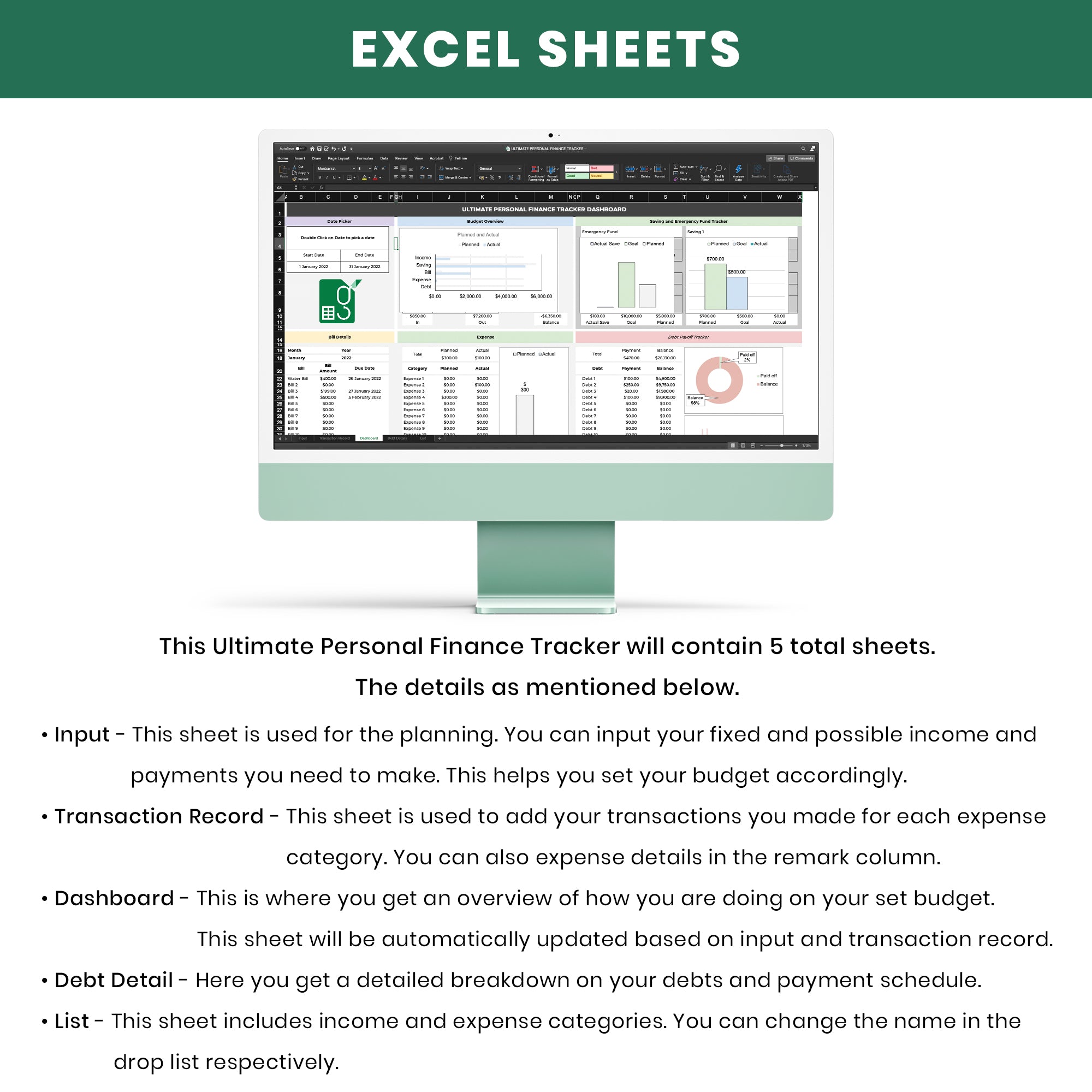 EXCEL VERSION - Ultimate Personal Finance Tracker - Manage Your Finance With This Easy to Use Excel Sheet