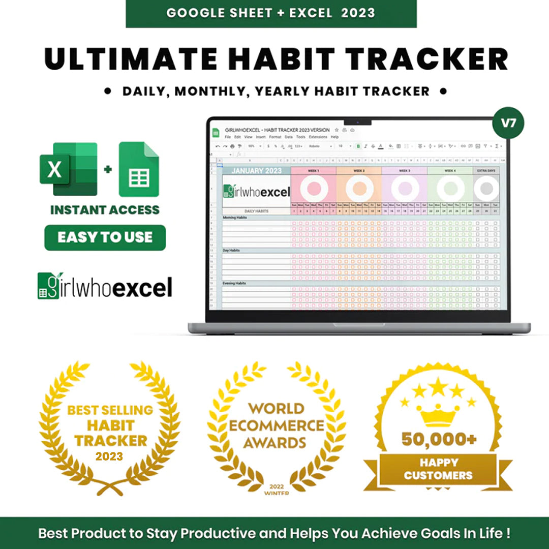 Ultimate Habit Tracker Spreadsheet - Premium Quality & Easy to Use
